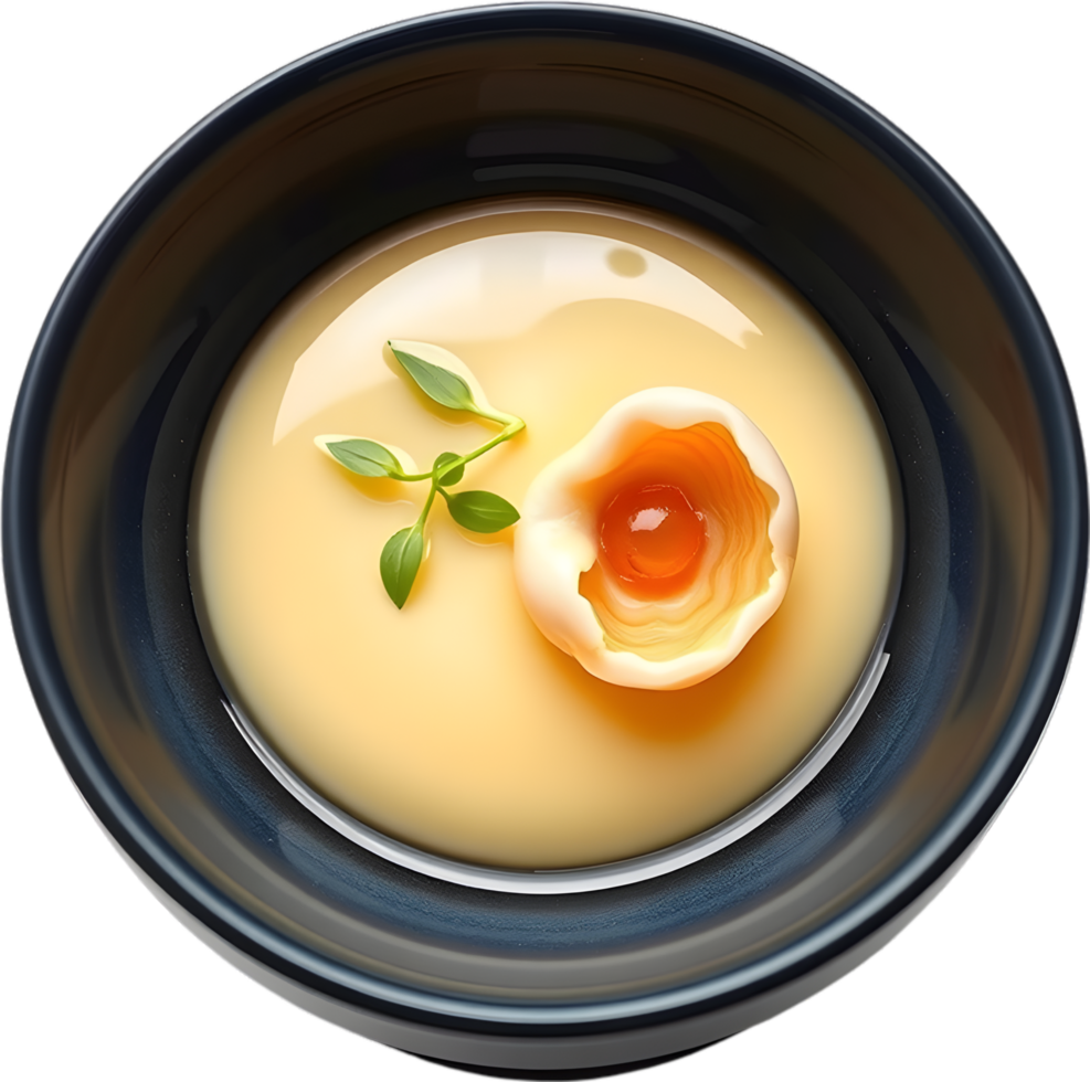 Tasty traditional Japanese egg custard with smooth creamy surface. . png