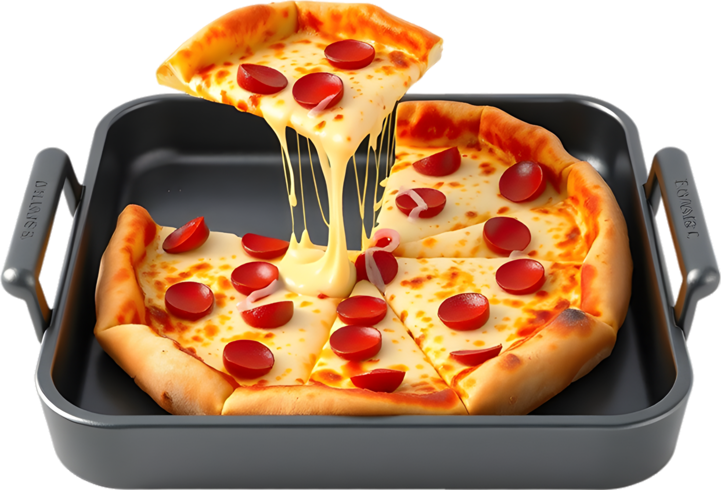 Mozzarella dripping pizza slice with hot crust artwork. . png