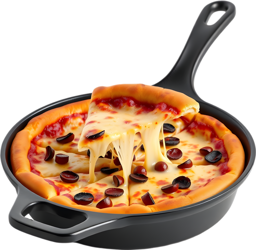 Delicious crust pizza slice with melted mozzarella pull. . png