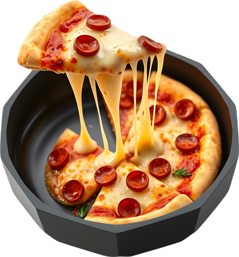 Pizza slice with hot dripping mozzarella cheese artwork. . png