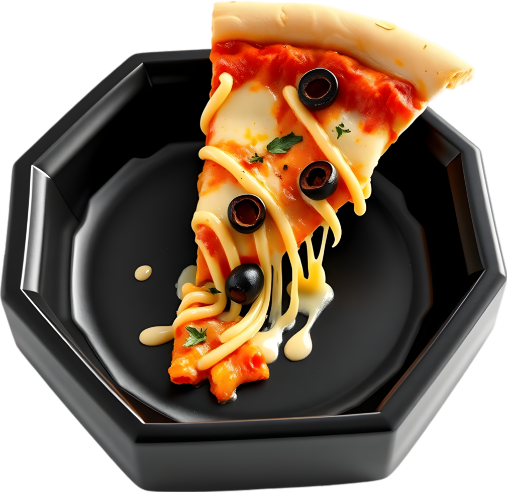 Mozzarella cheesy pizza slice with crusted edge art. . png