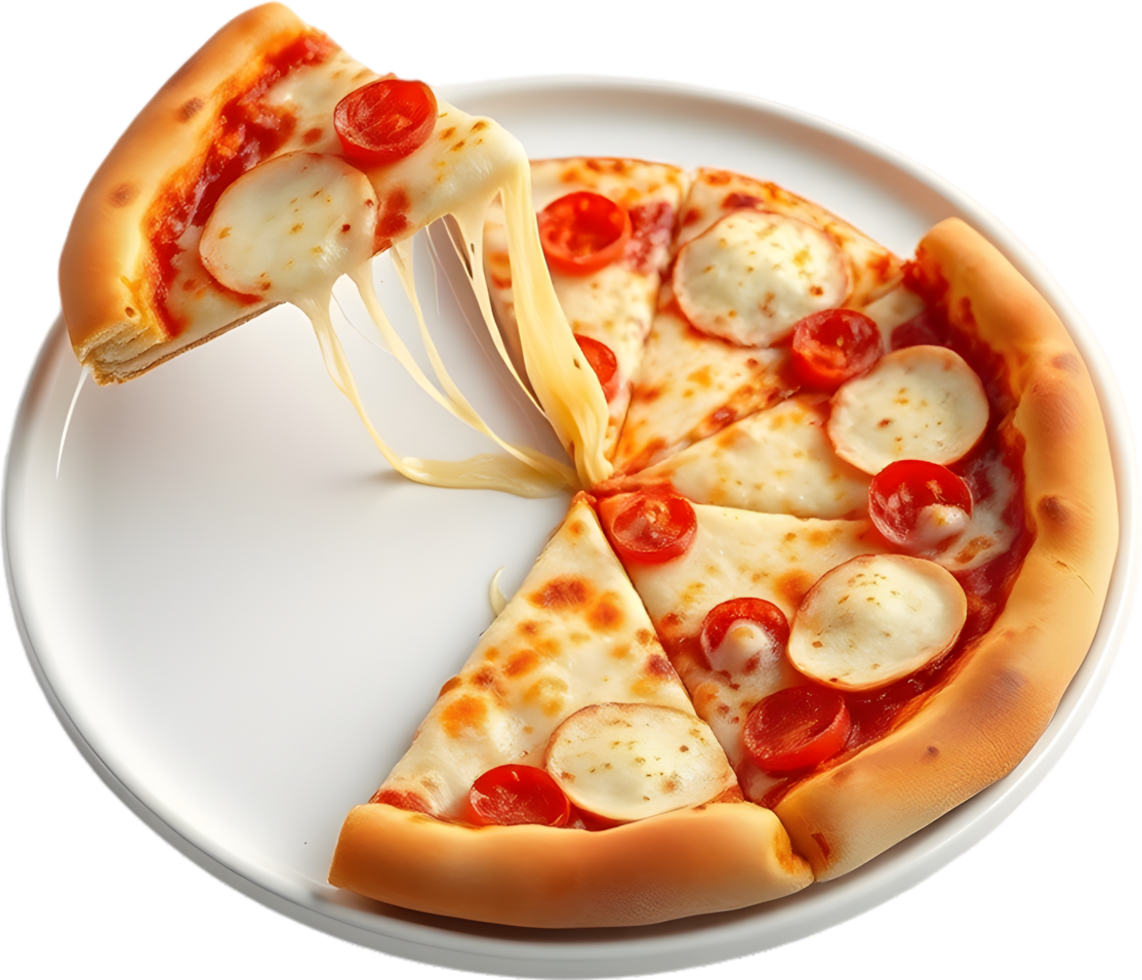 Oozing mozzarella pizza slice dripping cheese artwork. . png