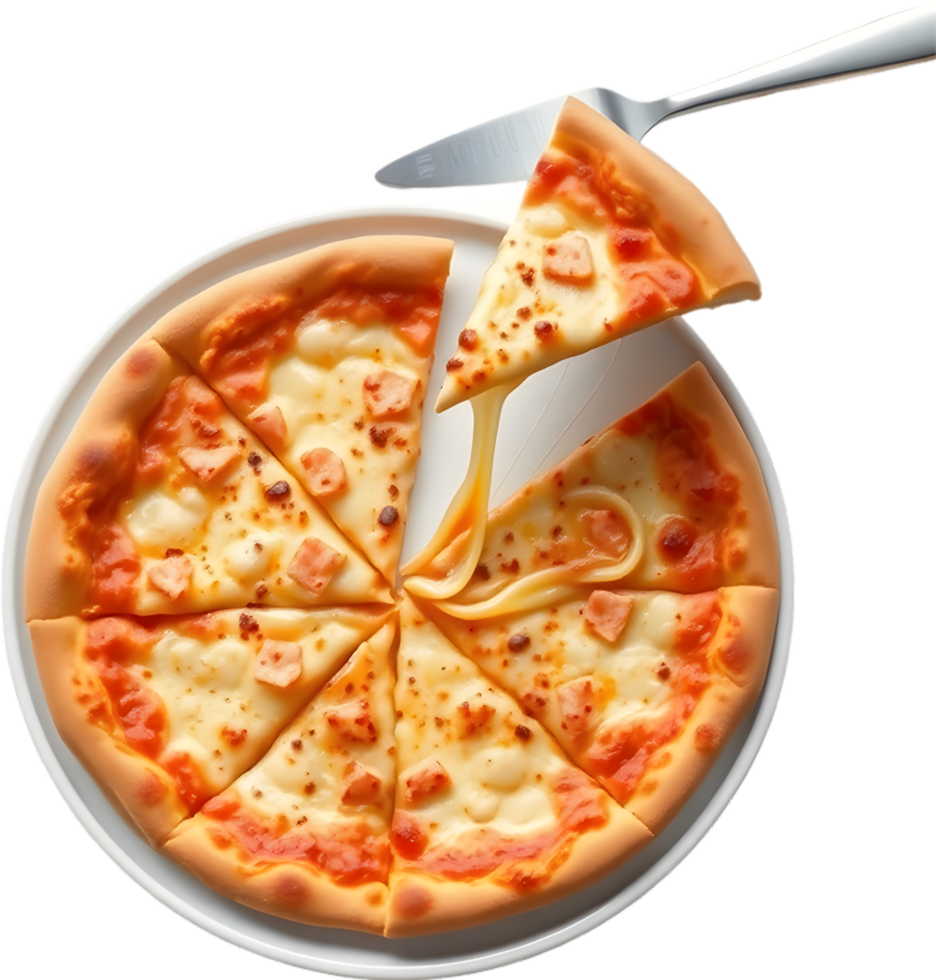 Pizza slice clipart with flavorful cheese pull art. . png