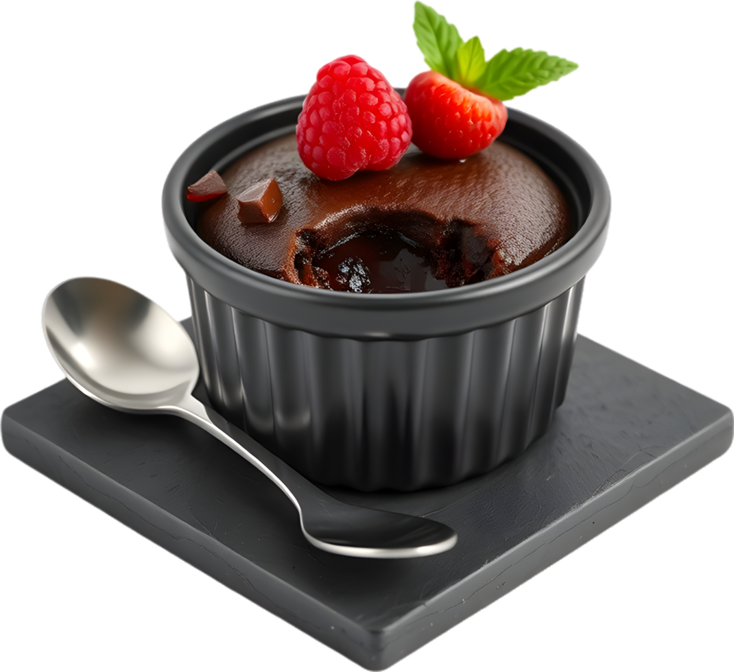 Tempting chocolate dessert clipart of dripping lava cake. . png
