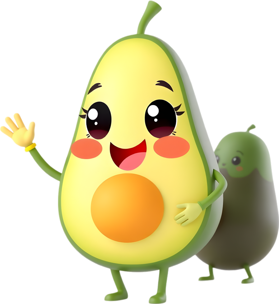 Cute animated avocado made for joyful design art. . png