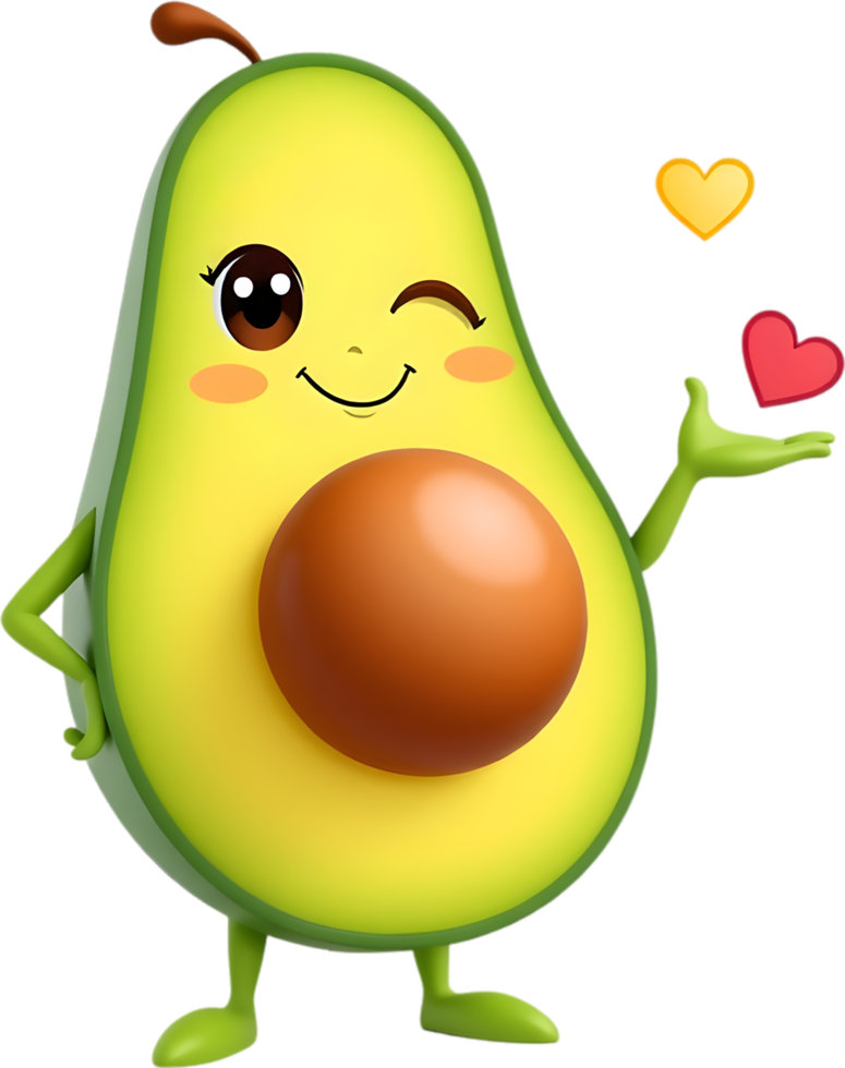 Happy fruit character design using cute avocado art. . png