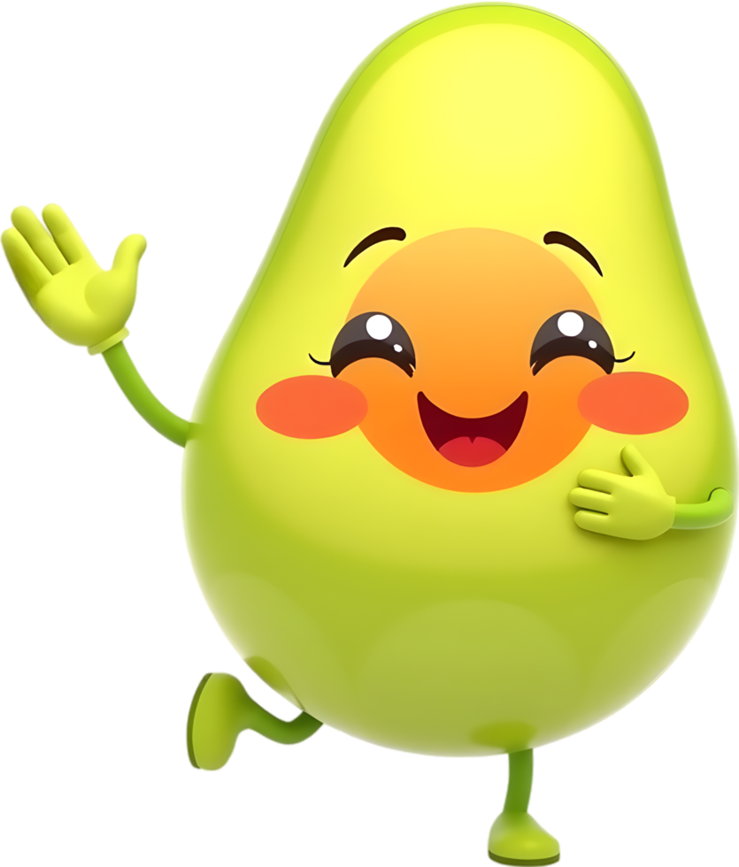 Fun avocado clipart crafted for charming cartoon lovers. . png