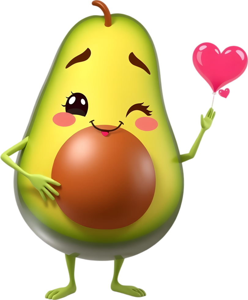 Smiley avocado character illustration in fun bright colors. . png