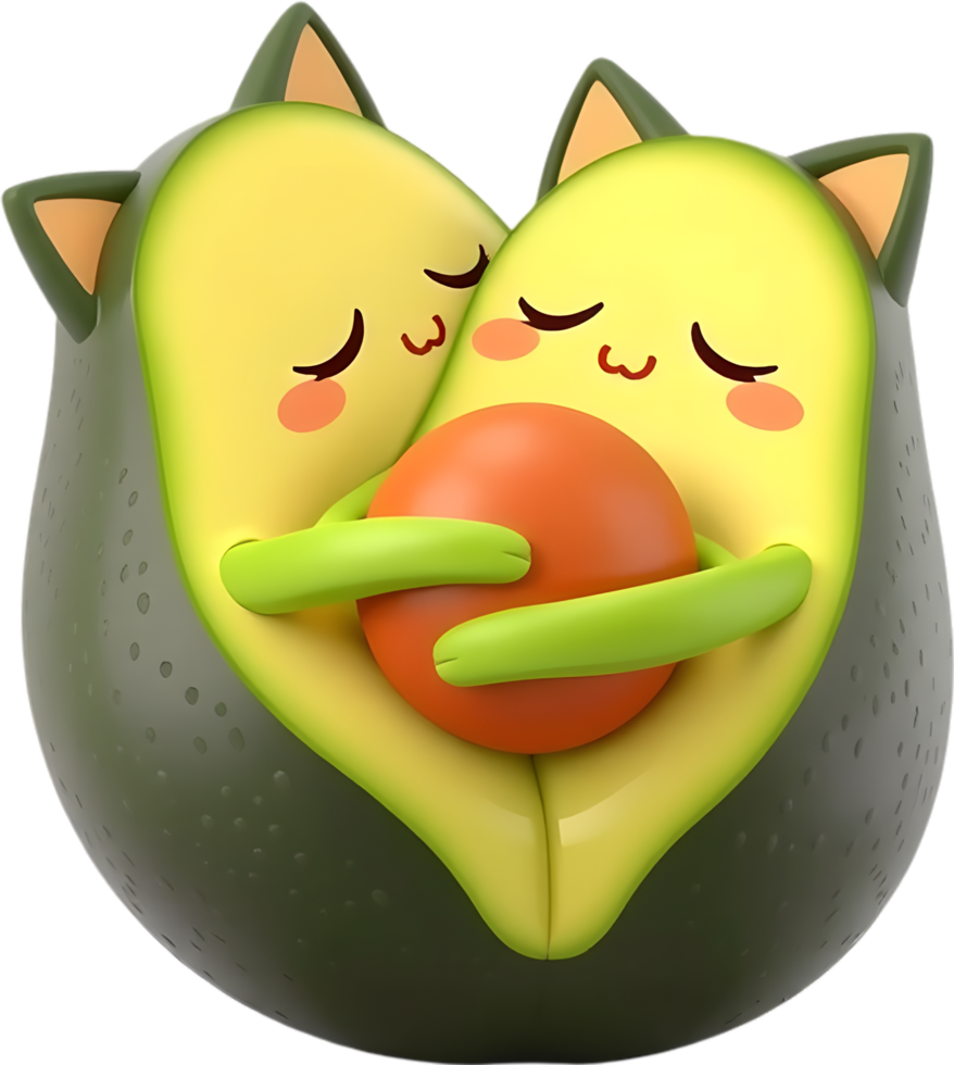 Green avocado drawing with cheerful cartoon aesthetics. . png