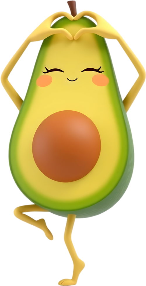 Lively avocado illustration full of color and emotion. . png