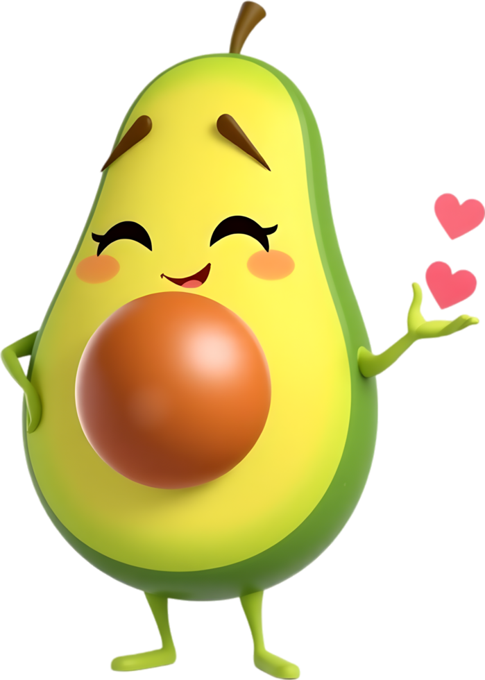 Cartoon avocado artwork designed with fun vibrant charm. . png