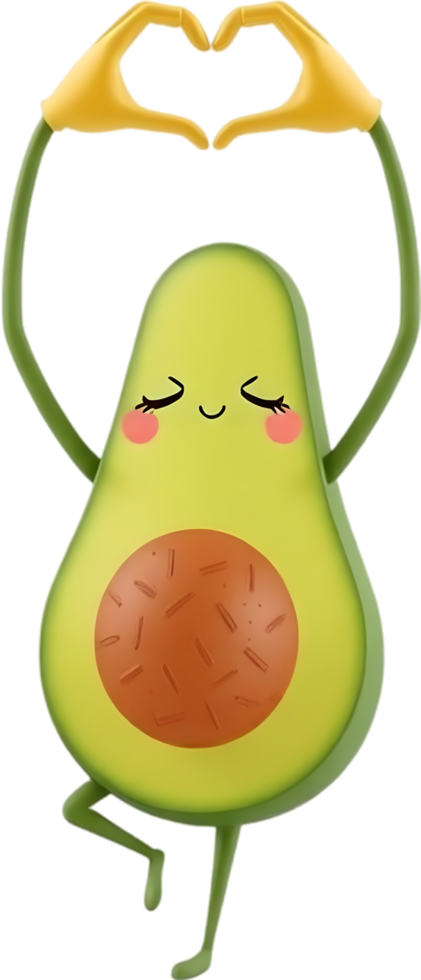 Laughing avocado face with creative bright cartoon style. . png