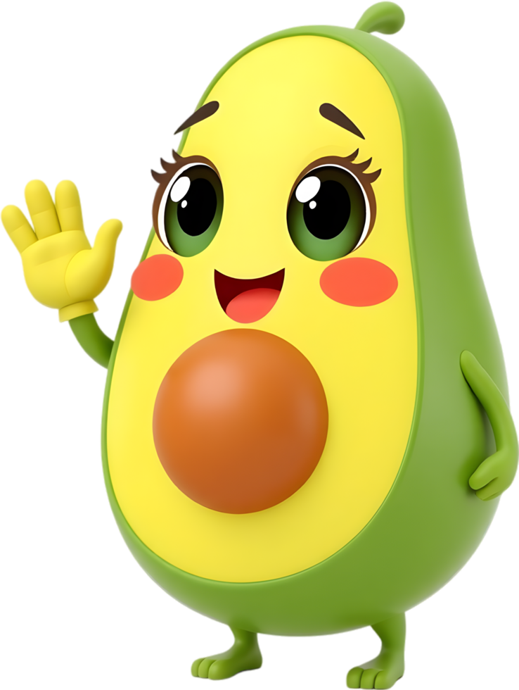 Joyful animated avocado designed to charm any audience. . png
