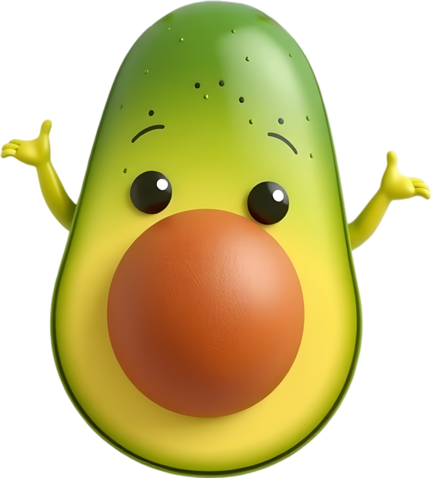 Colorful avocado cartoon filled with happy fresh personality. . png