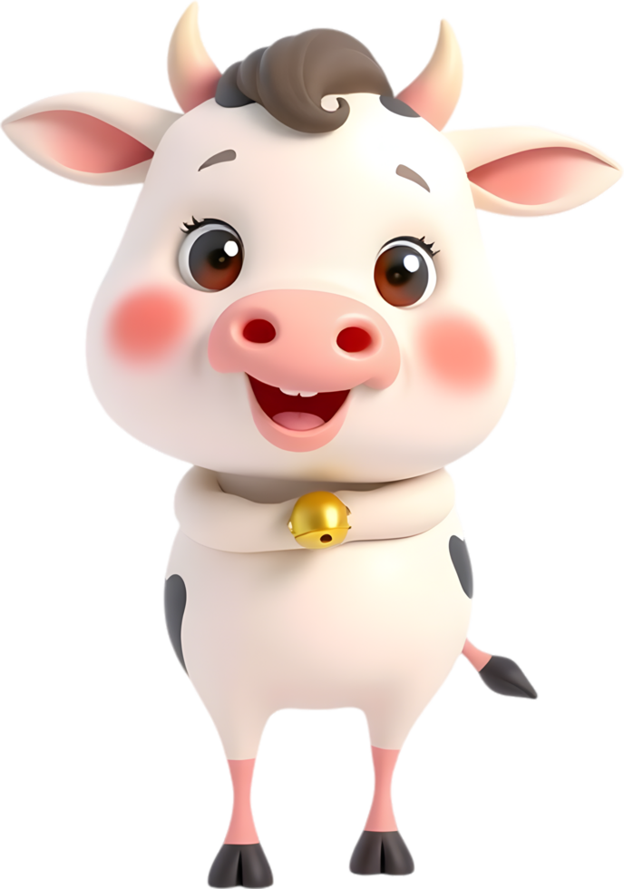 Calm cute cow drawing showing fun and plump features. . png