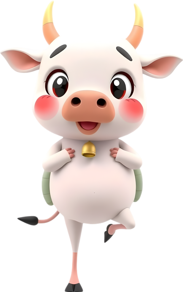 Chubby baby cow drawing with funny cartoon character pose. . png