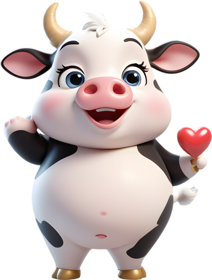 Fat cow with cute smiling cartoon face for clipart. . png