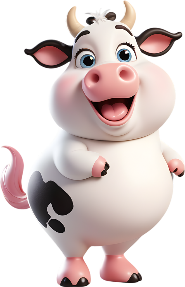 Lovely cartoon cow with plump face and playful features. . png