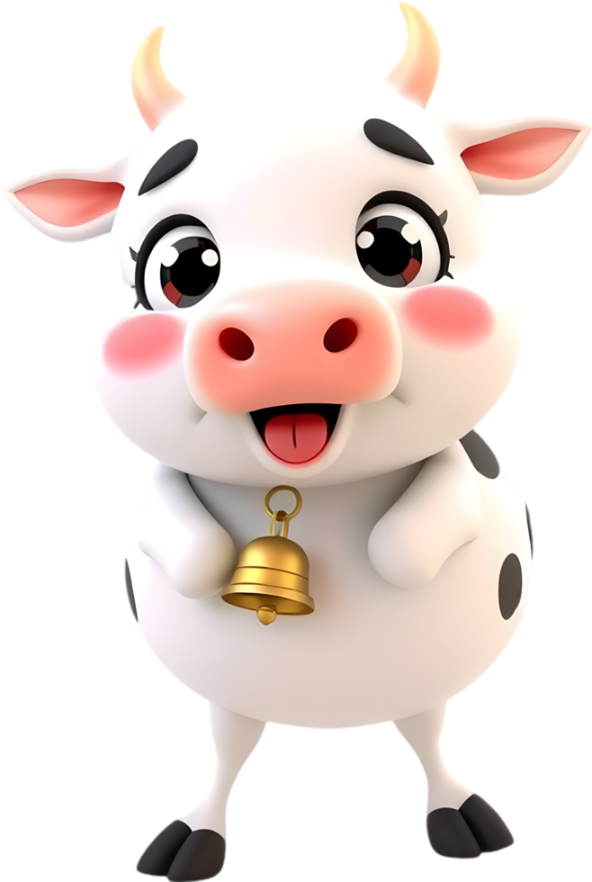 Cute chubby cow drawing with expressive smiling animal art. . png