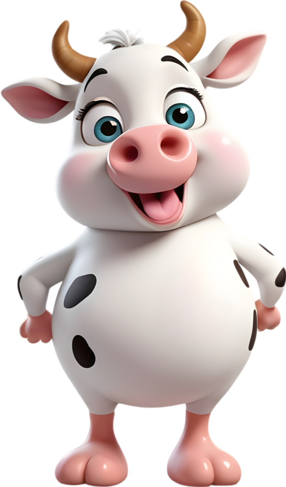 Happy cartoon cow clipart with sweet chubby face smile. . png