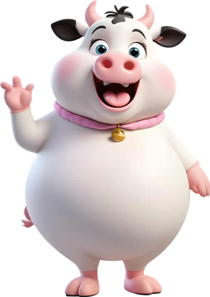 Cute baby cow with a funny cheerful clipart look. . png
