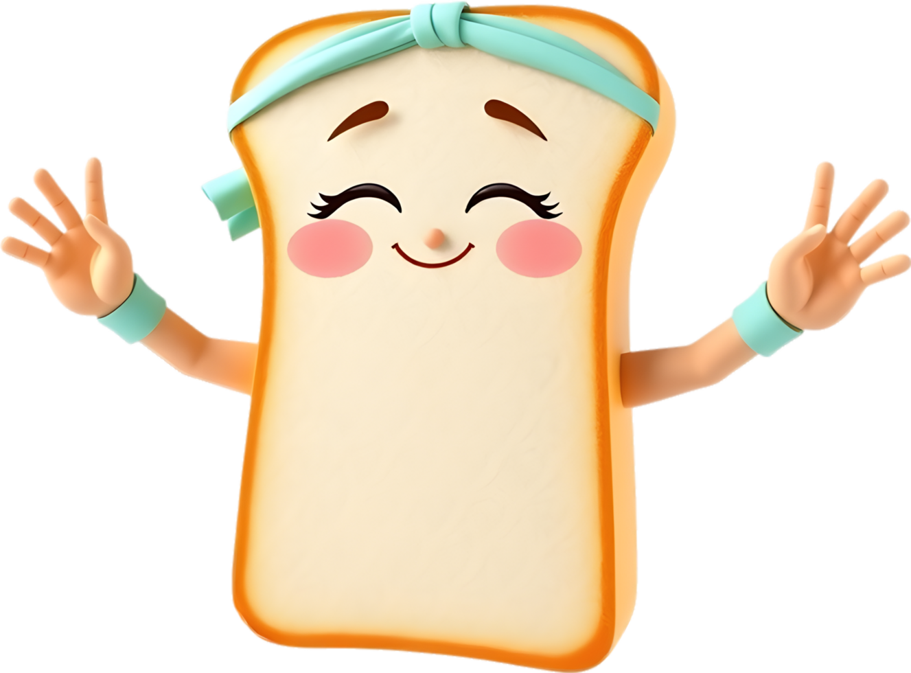 Toast cartoon character with adorable expression and breakfast feel. . png