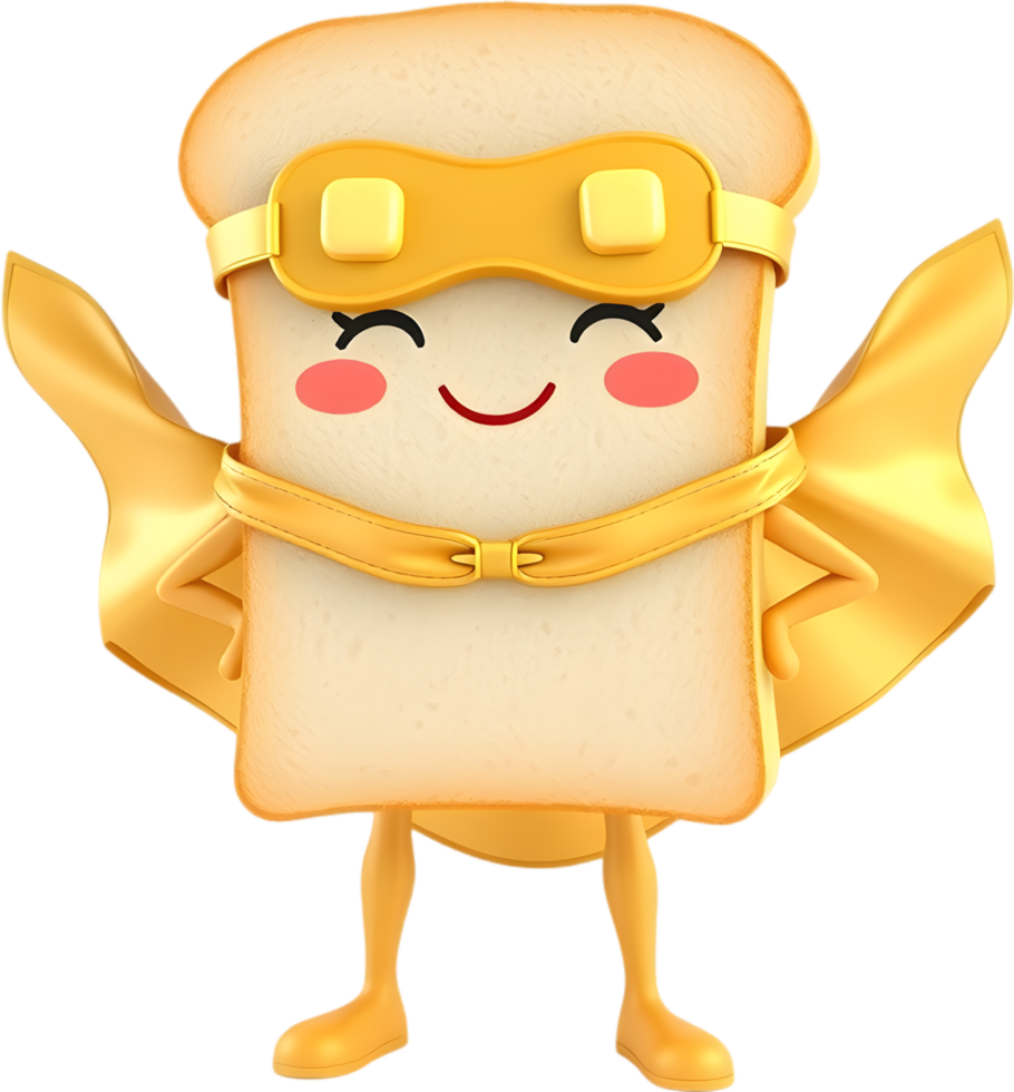 Cute smiling toast design for playful cartoon breakfast scene. . png