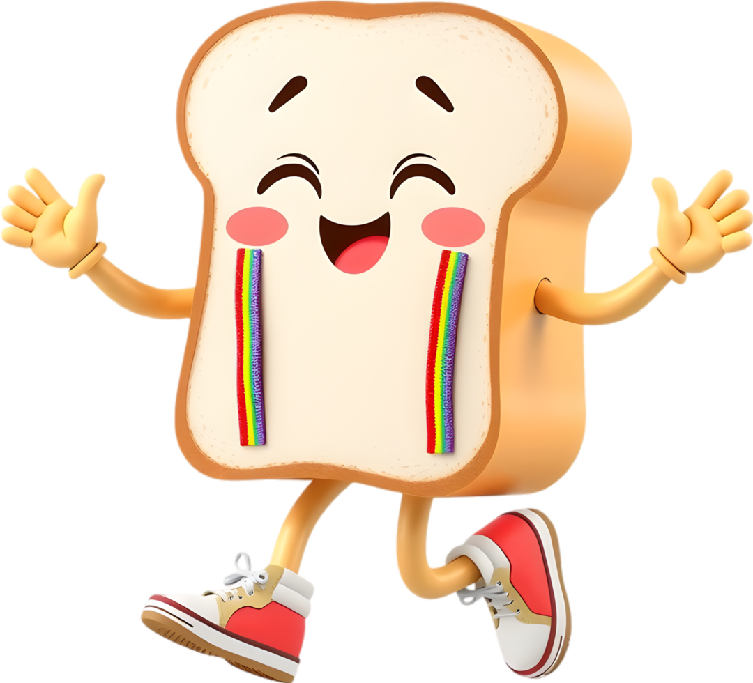 Joyful toast cartoon design with fun face and charm. . png