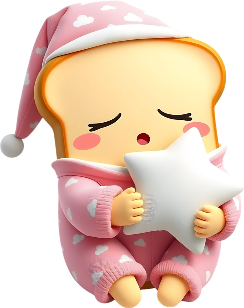 Sliced toast character cartoon with cute and fun mood. . png