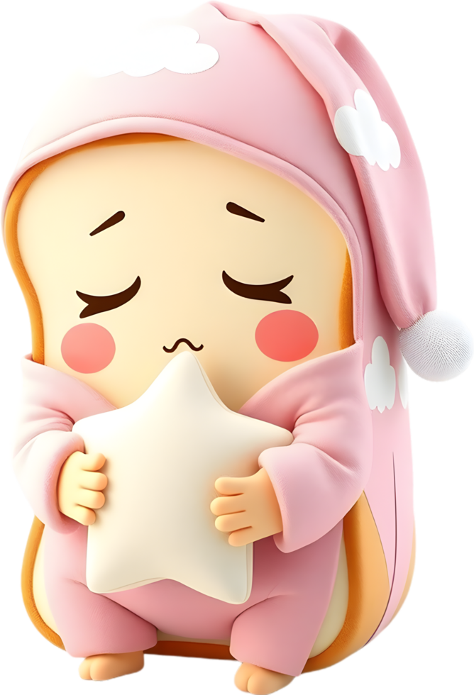 Sweet smiling bread slice cartoon with animated joyful mood. . png
