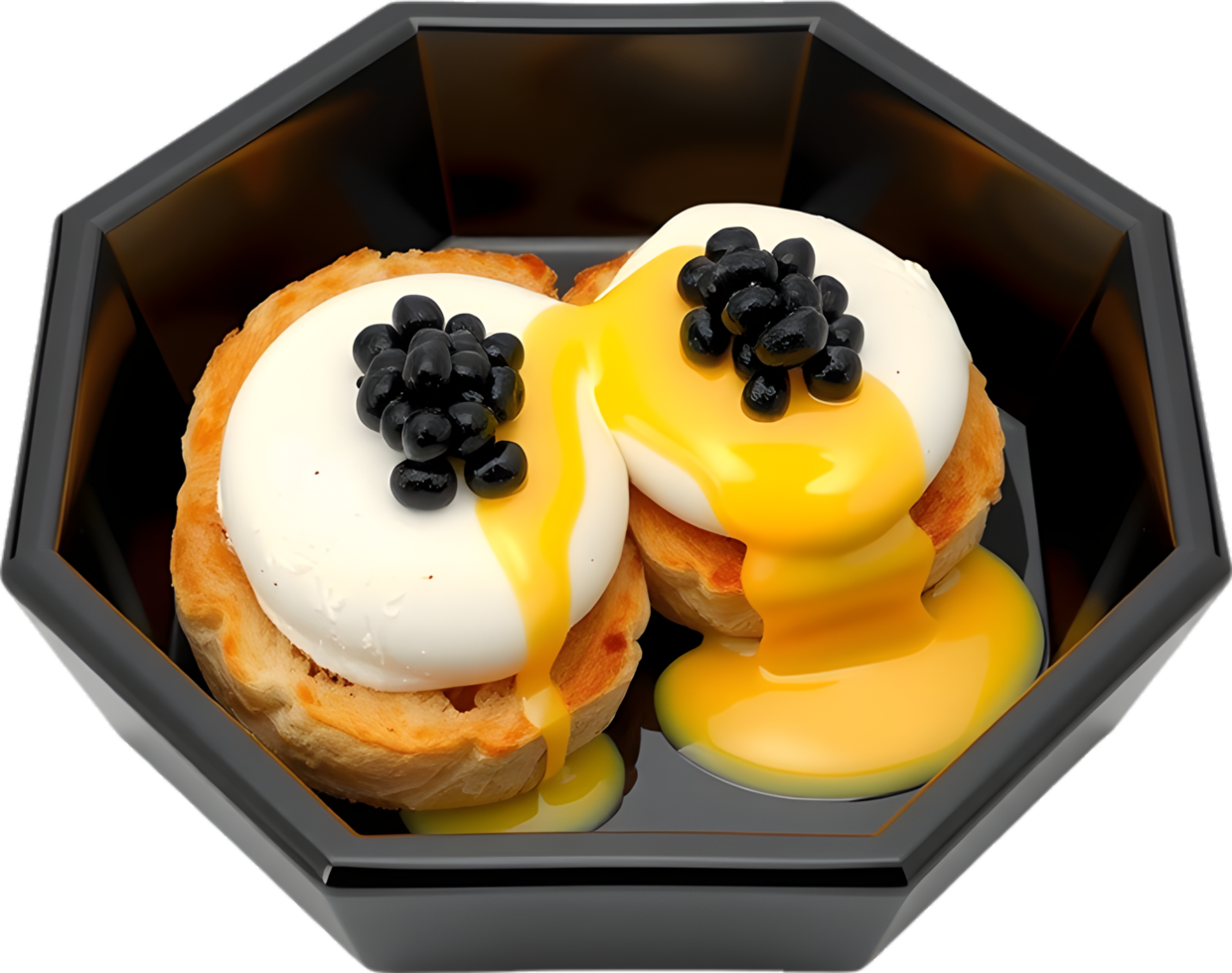 Brunch Plate Of Poached Eggs Muffin And Rich Sauce. . png