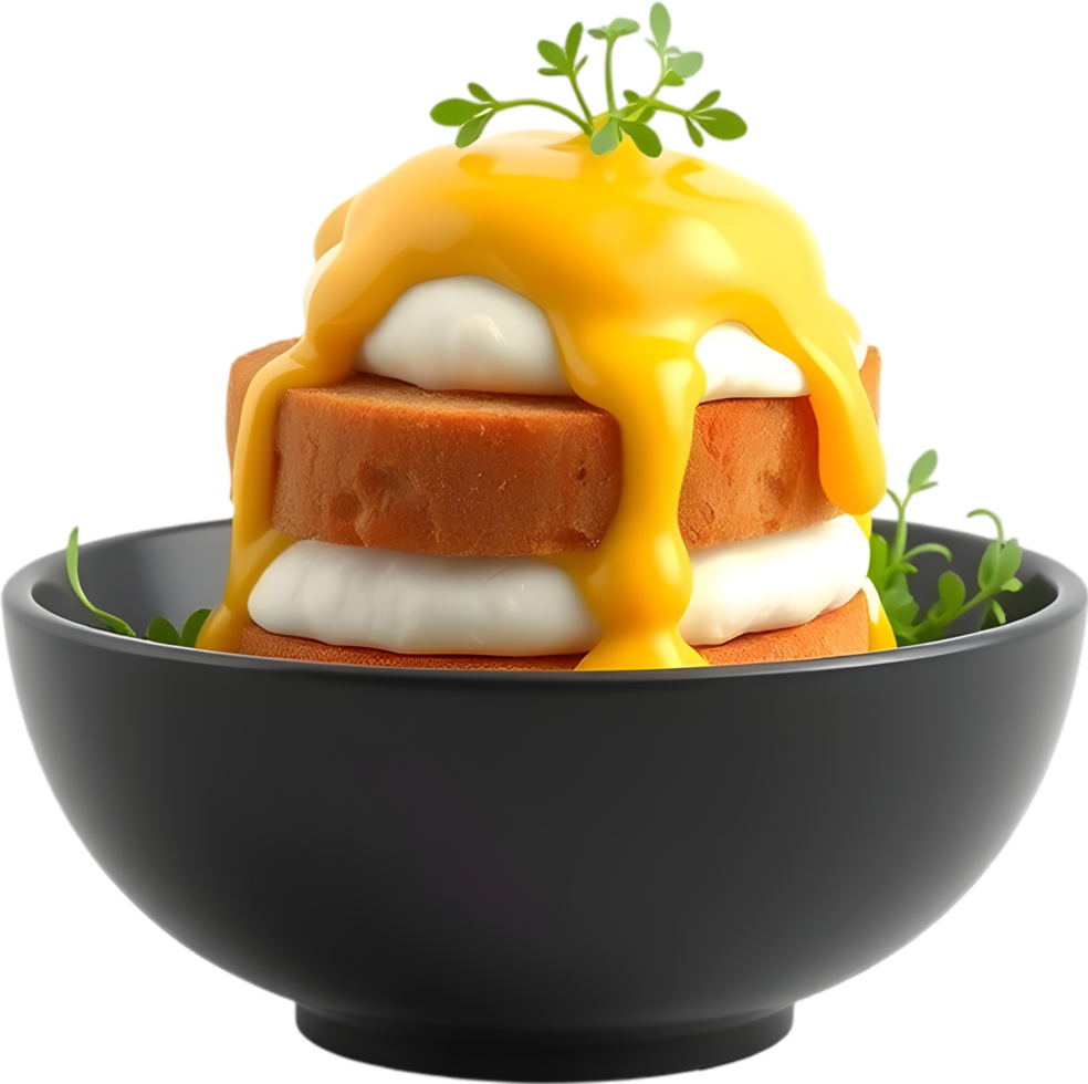 Golden Egg Breakfast With Hollandaise And Toasted Muffins. . png