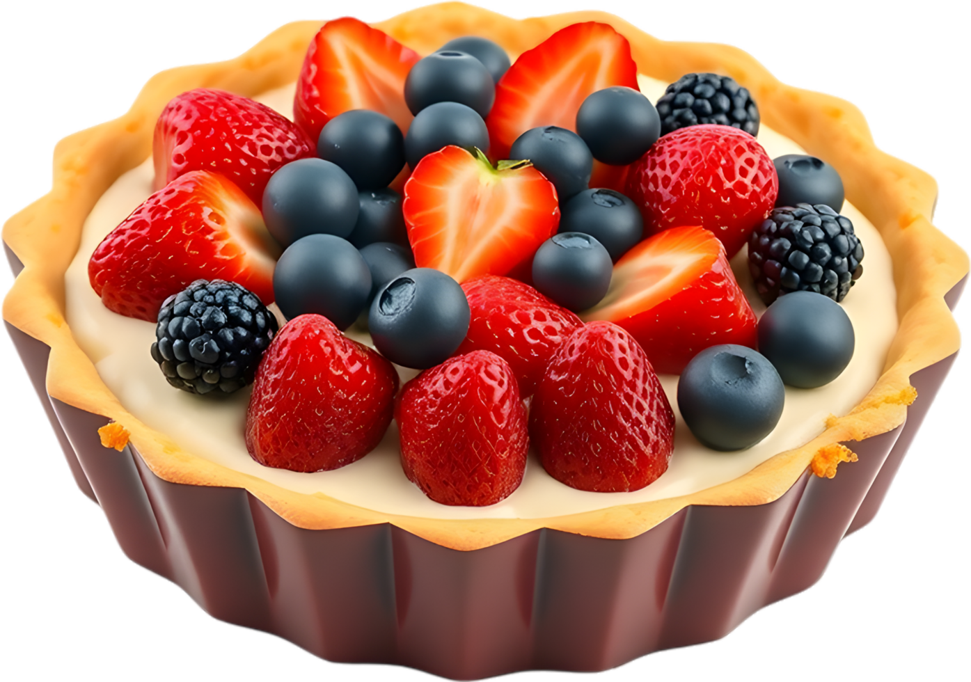 Tart Illustration Topped With Mixed Fruits Cream and Berries. . png
