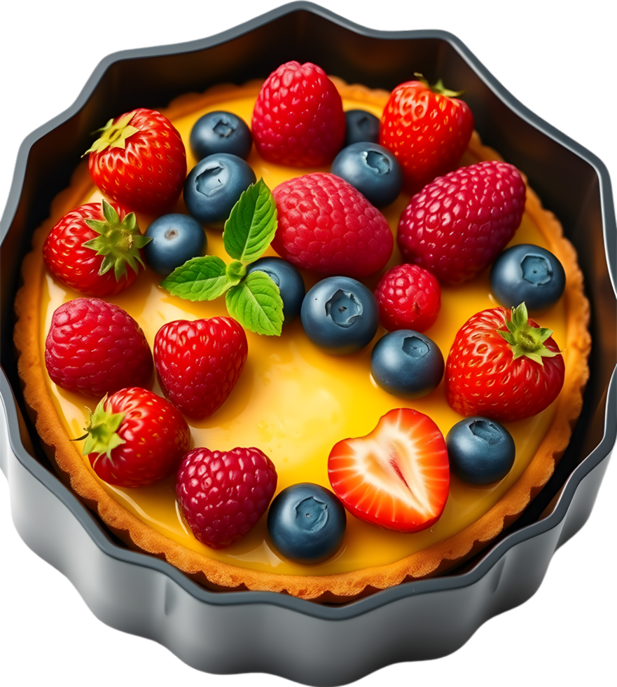 Berry Tart Illustration Overflowing With Colorful Fruity Topping. . png