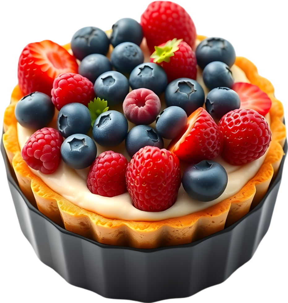 Clipart Fruit Tart Full of Summer Berries and Rich Cream. . png