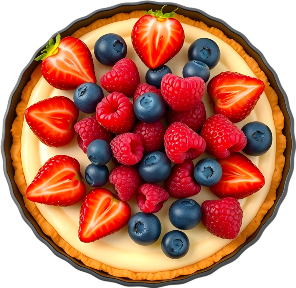 Clipart Berry Tart Featuring Golden Crust and Colorful Fruit. . png