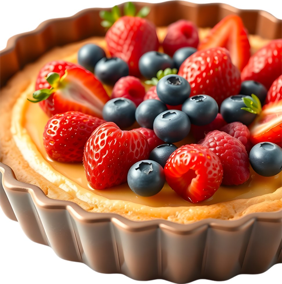 Clipart Tart Dessert Brimming With Berries and Creamy Glaze. . png