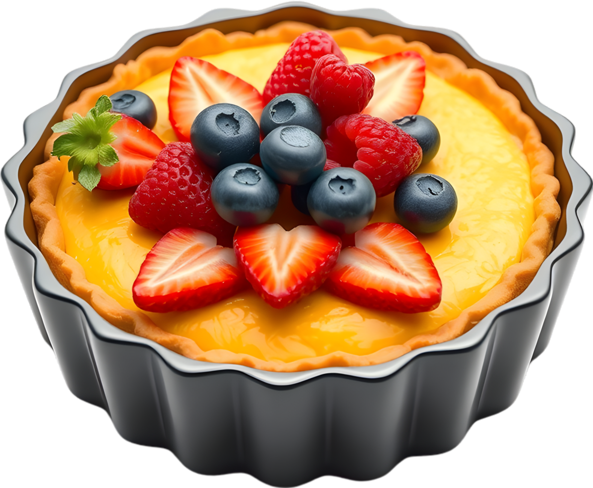 Tart Clipart Decorated With Berries Cream and Fruit Toppings. . png