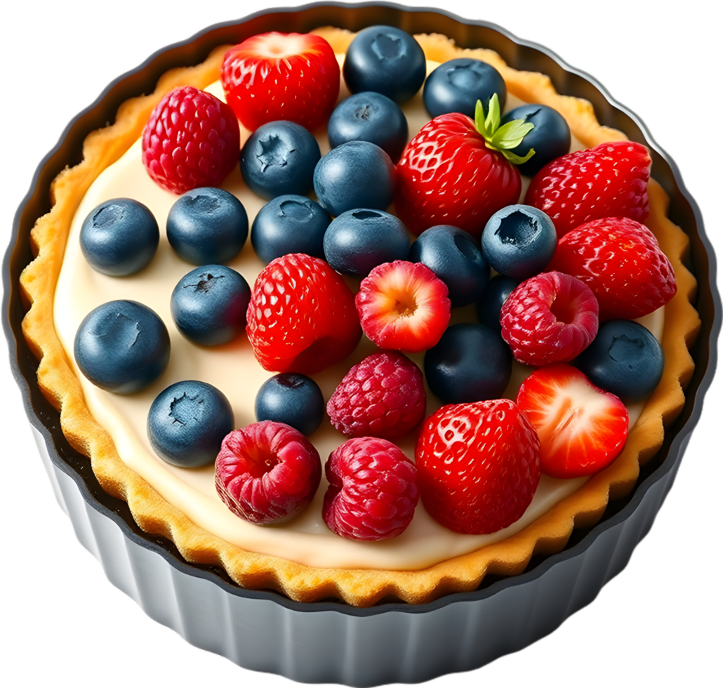 Bright Colorful Tart Clipart Topped With Juicy Mixed Berries. . png