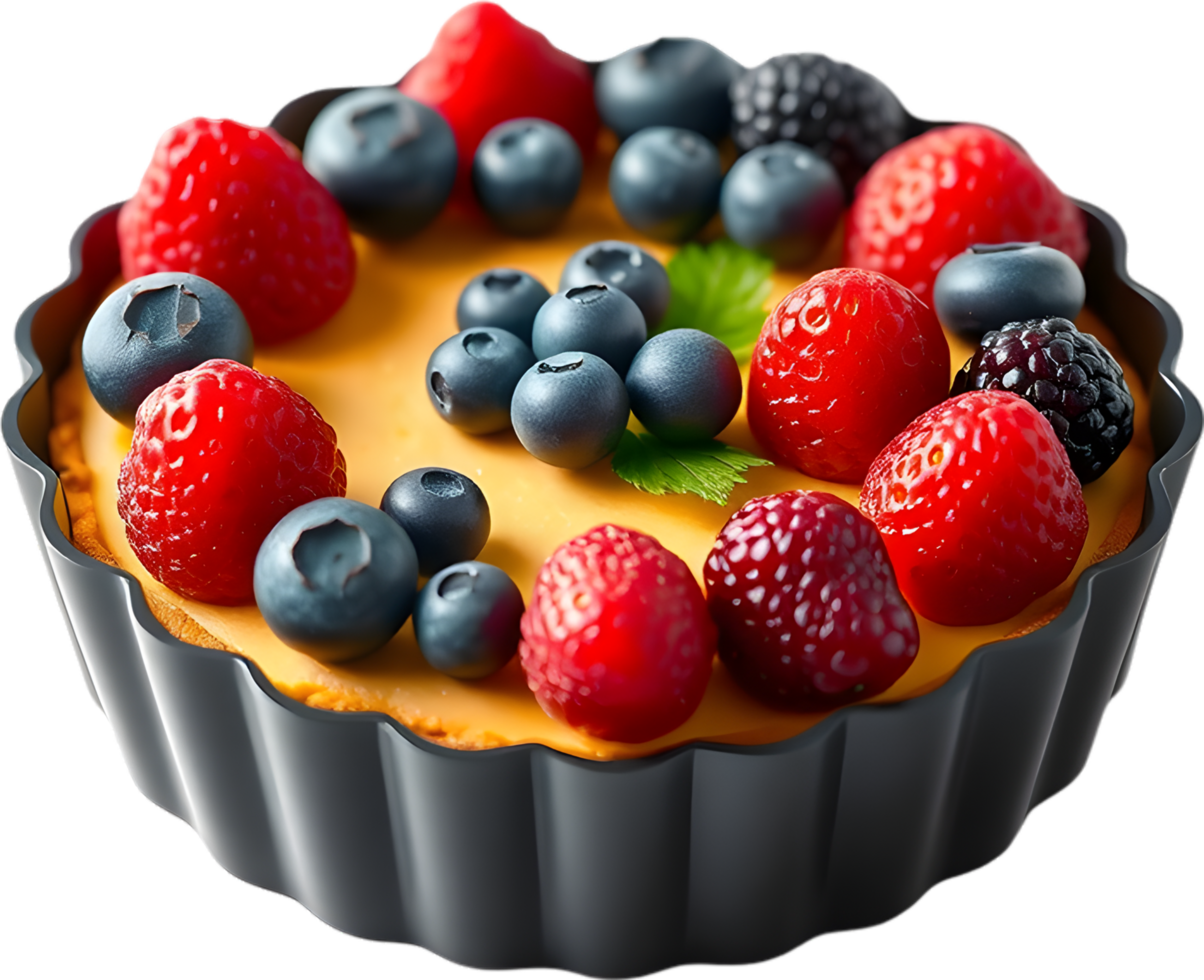 Tasty Fruity Tart Clipart With Berries and Creamy Glaze. . png