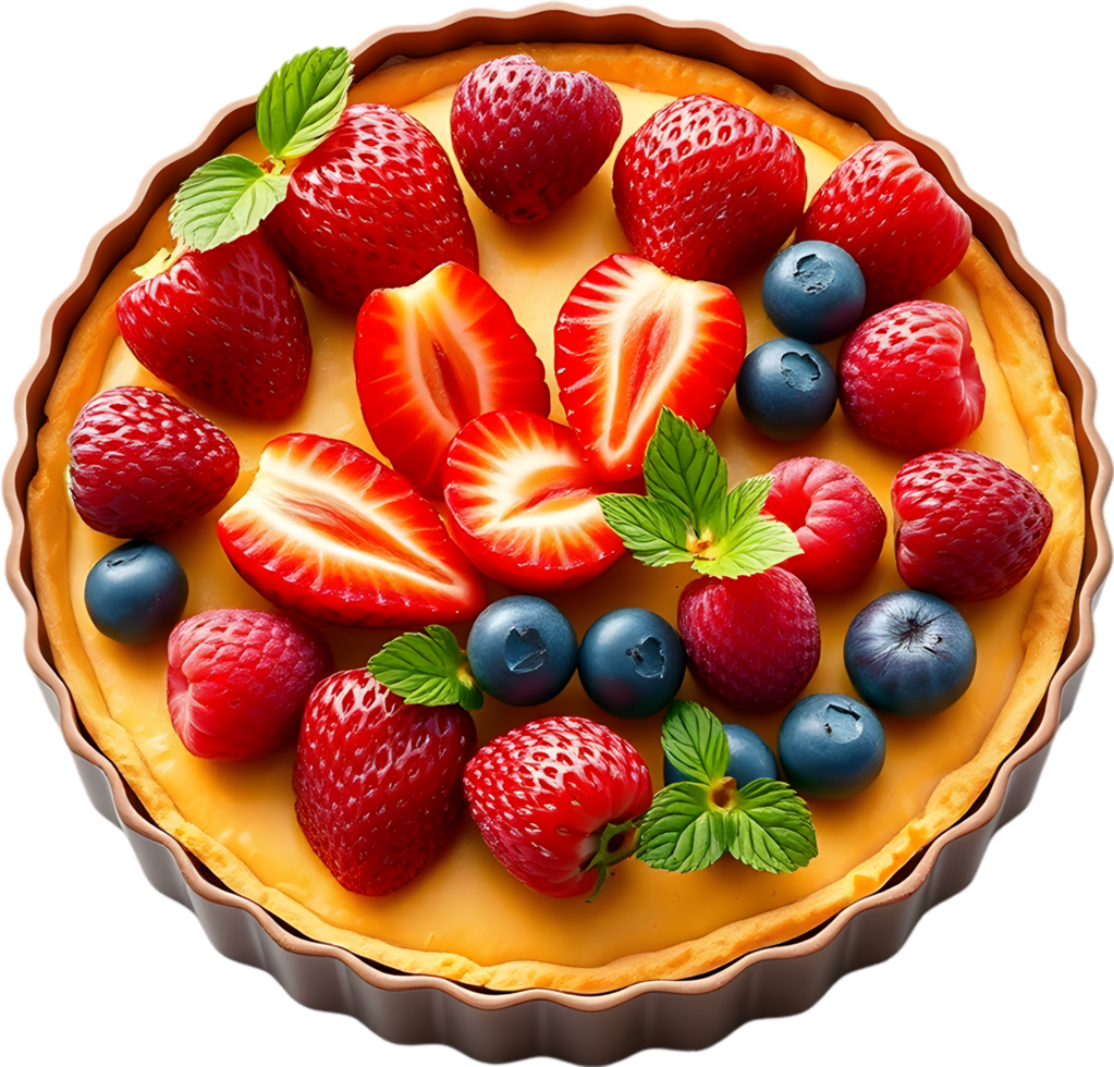 Gourmet Berry Tart Illustration Featuring Bright Juicy Fruit Medley. . png