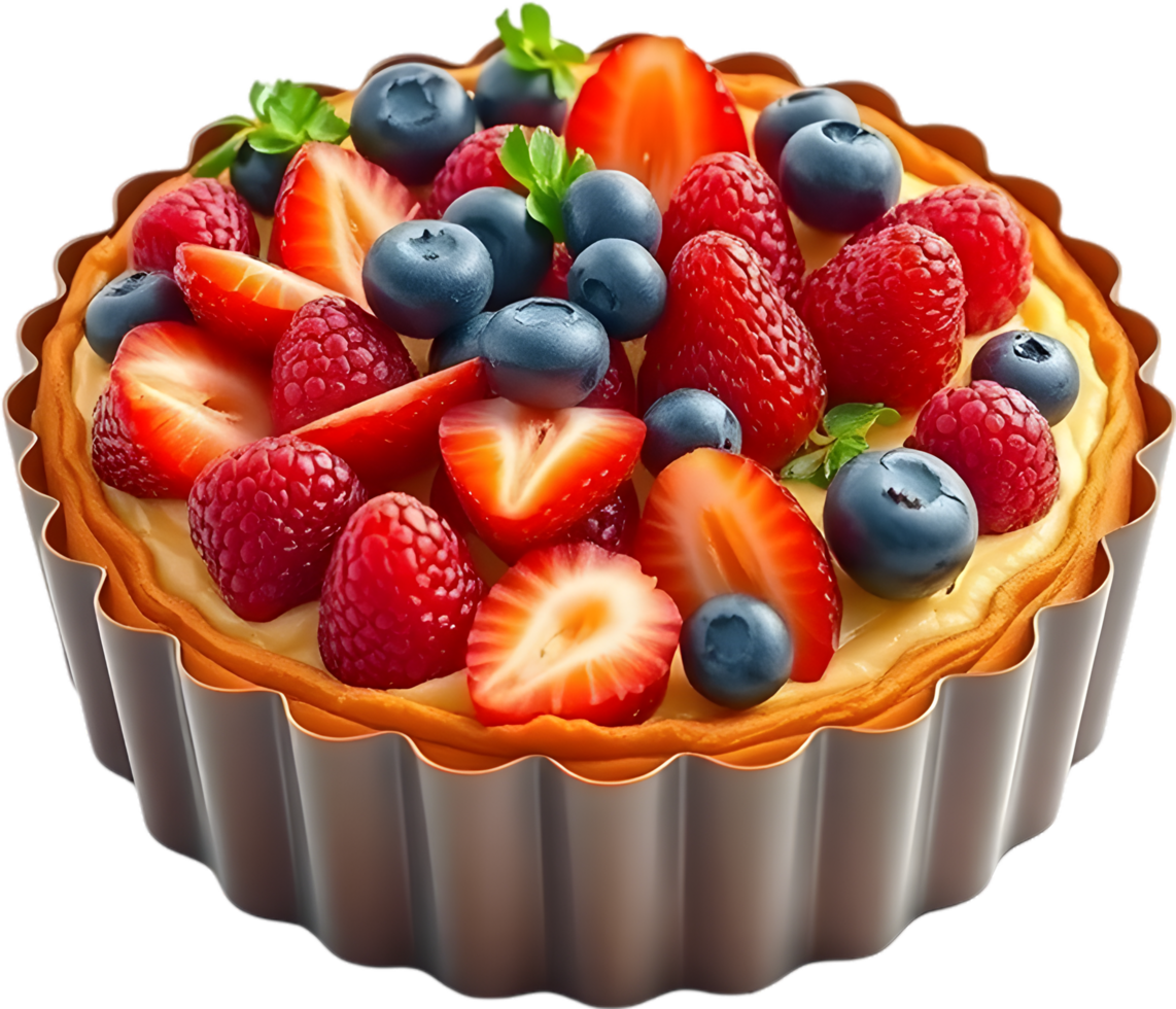 Delicious Sweet Tart Clipart Full of Colorful Juicy Fruits. . png