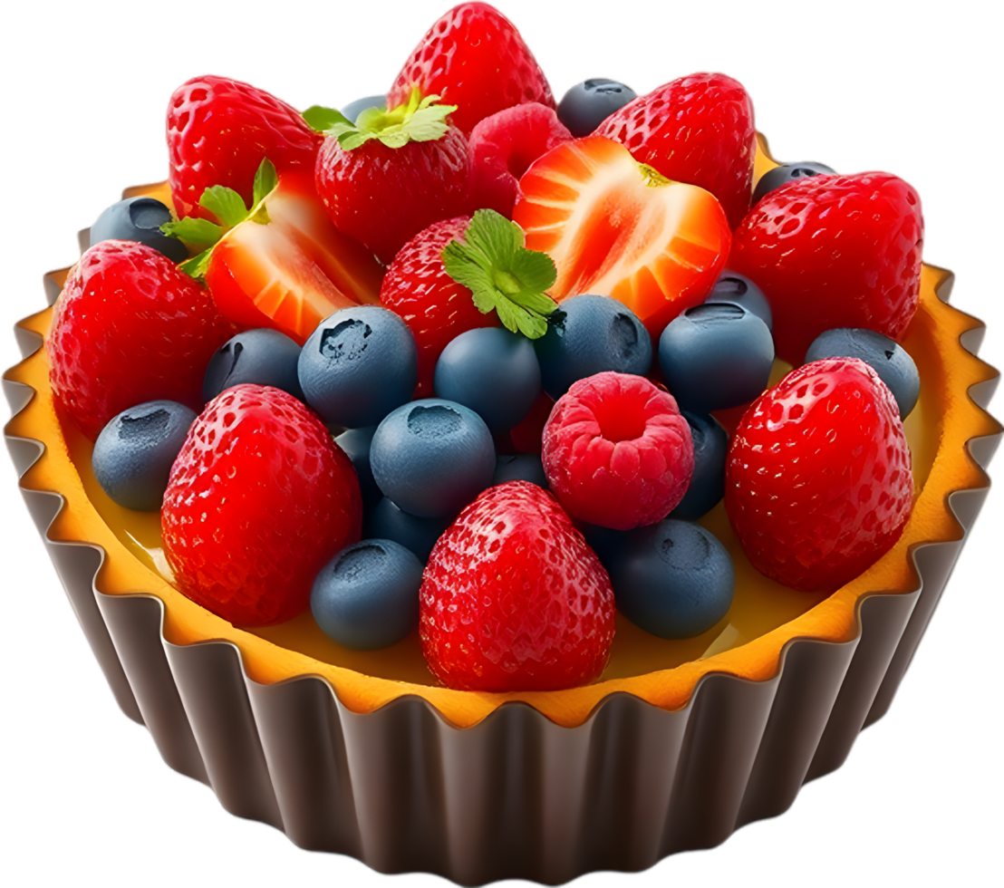 Creamy Fresh Berry Tart Clipart With Luscious Fruit Topping. . png