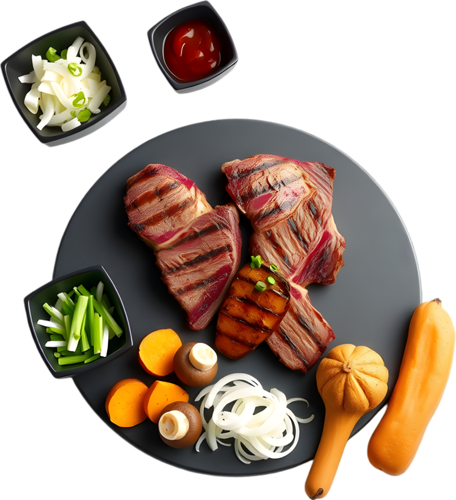 Korean BBQ Grilled Art Clipart with Hot Food Passion. . png
