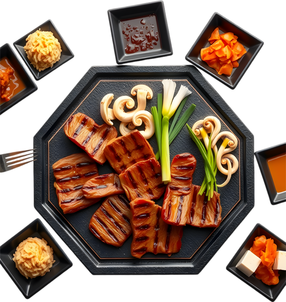 BBQ Korean Cuisine Clipart with Hot Charcoal Grilled Flavor. . png