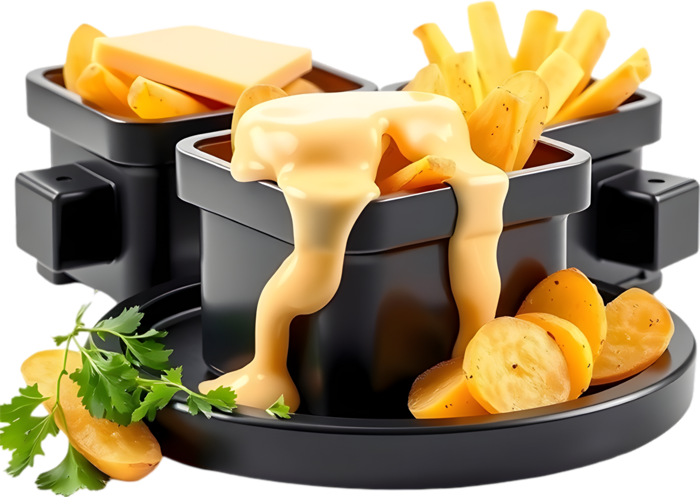Melting cheese goodness with seasoned potatoes and meat bites. . png