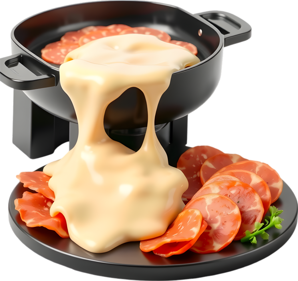 Melty cheese delight of raclette potatoes and charcuterie platter. . png