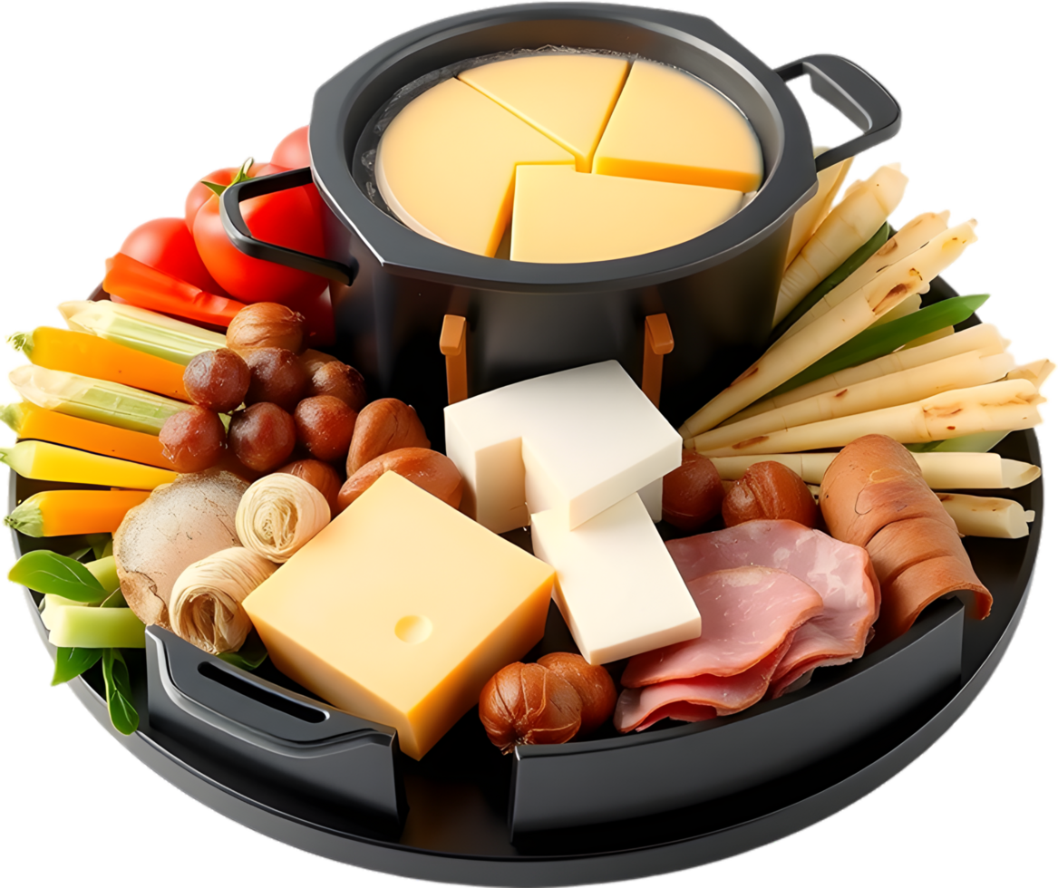 Hot and gooey cheese topping potatoes with rich meats. . png