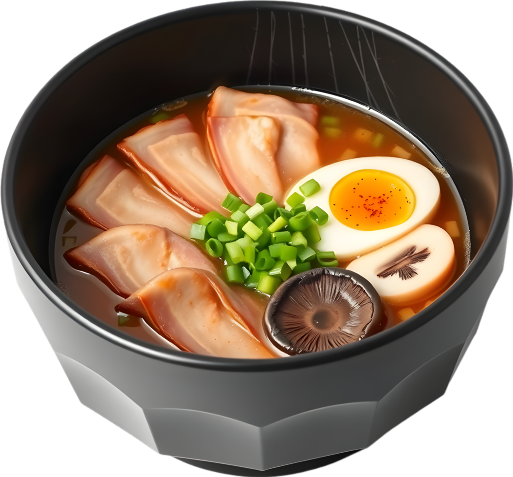 Realistic ramen soup clipart illustration with miso noodles delight. . png