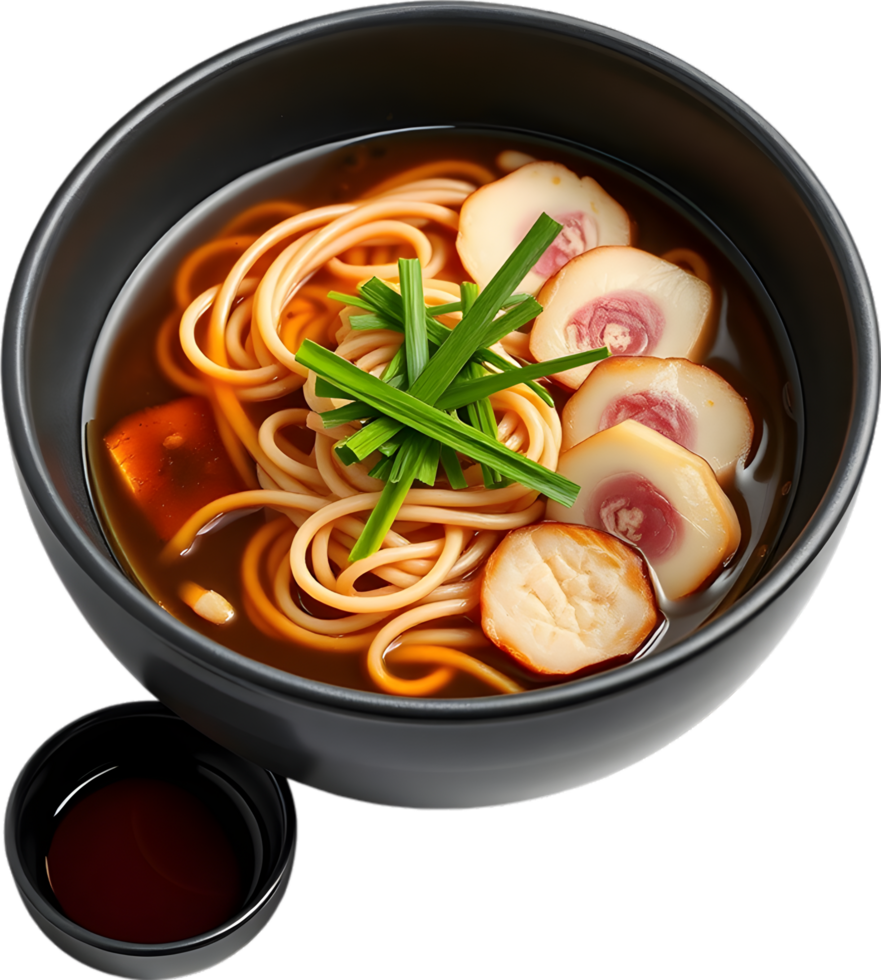 Colorful clipart of delicious ramen noodles and soft toppings. . png
